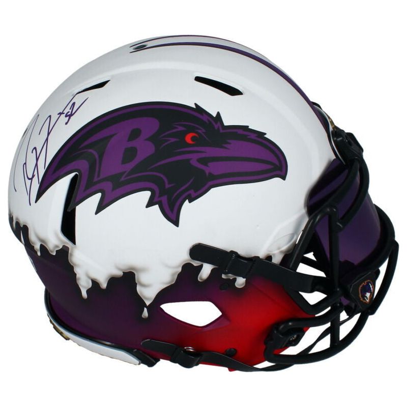 Ray Lewis Autographed Baltimore Ravens Custom Drip Authentic Helmet Beckett