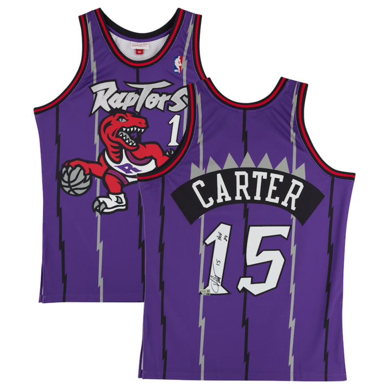 Vince Carter Autographed "HOF 24" Toronto Raptors Authentic Purple M&N Jersey Fanatics