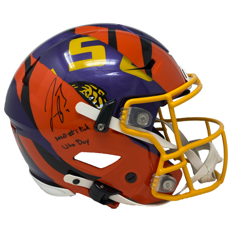 Joe Burrow Autographed Bengals / LSU Hand Painted Speed Flex Helmet Fanatics LE