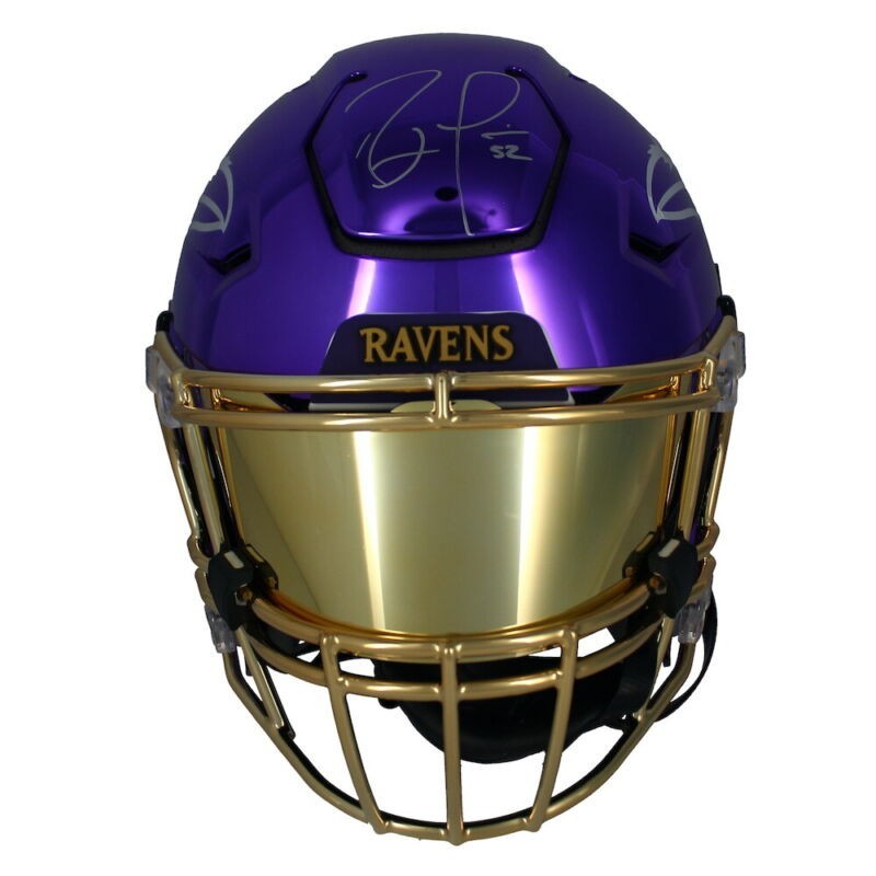 Ray Lewis Autographed Ravens Purple / Gold Chrome SpeedFlex Helmet Beckett