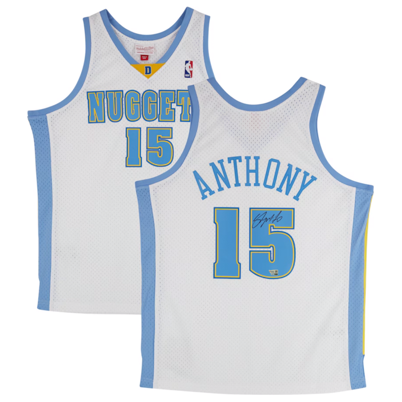 Carmelo Anthony Autographed Denver Nuggets M&N White 2006-07 Swingman Jersey Fanatics