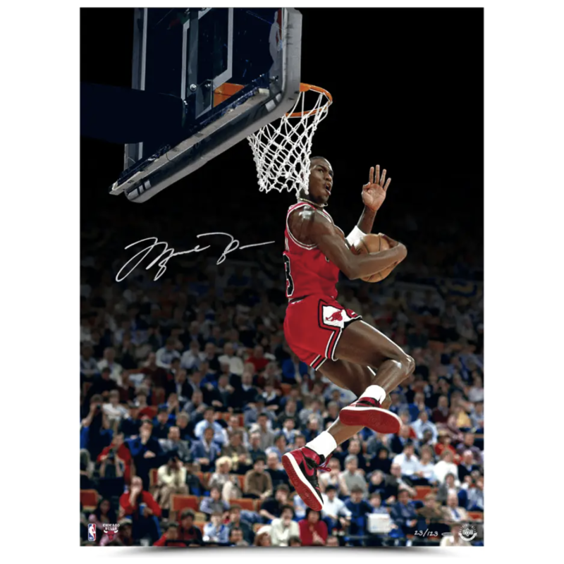 Michael Jordan Autographed "Cradle Dunk" 30 x 40 Photograph UDA LE 123