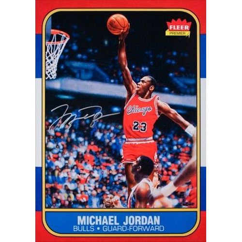 MICHAEL JORDAN Signed Chicago Bulls "Fleer Rookie Card Blow Up" 12.5" x 17.5" UDA