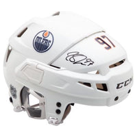 CONNOR McDAVID Autographed Edmonton Oilers CCM HTV08 White Helmet UDA