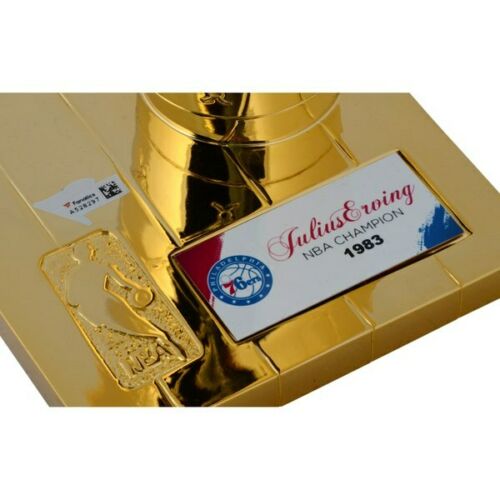 JULIUS ERVING Philadelphia 76ers Autographed 12" Replica Larry O'Brien Trophy FANATICS