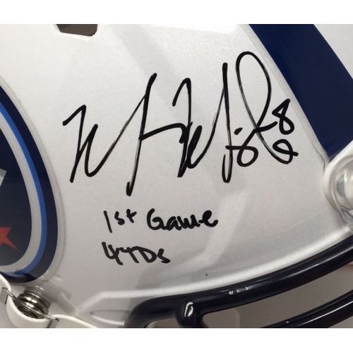 MARCUS MARIOTA Autographed Tennessee Titans  "1st Game 4 TDs" Titans Speed Helmet STEINER LE 8/8
