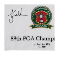 TIGER WOODS Autographed & Inscribed 11x PGA tour POY" and Embroidered 2006 PGA Championship Pin Flag UDA LE 500