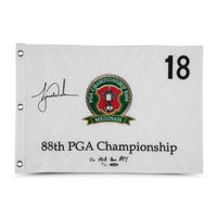 TIGER WOODS Autographed & Inscribed 11x PGA tour POY" and Embroidered 2006 PGA Championship Pin Flag UDA LE 500