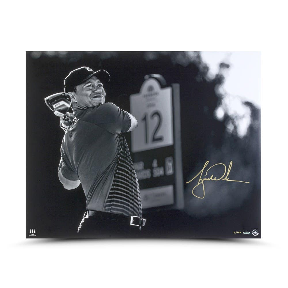 TIGER WOODS autographed "Gold Drive" 24" x 30" Photo UDA LE 100