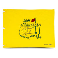 TIGER WOODS & JACK NICKLAUS Dual Signed 2005 Masters Pin Flag UDA