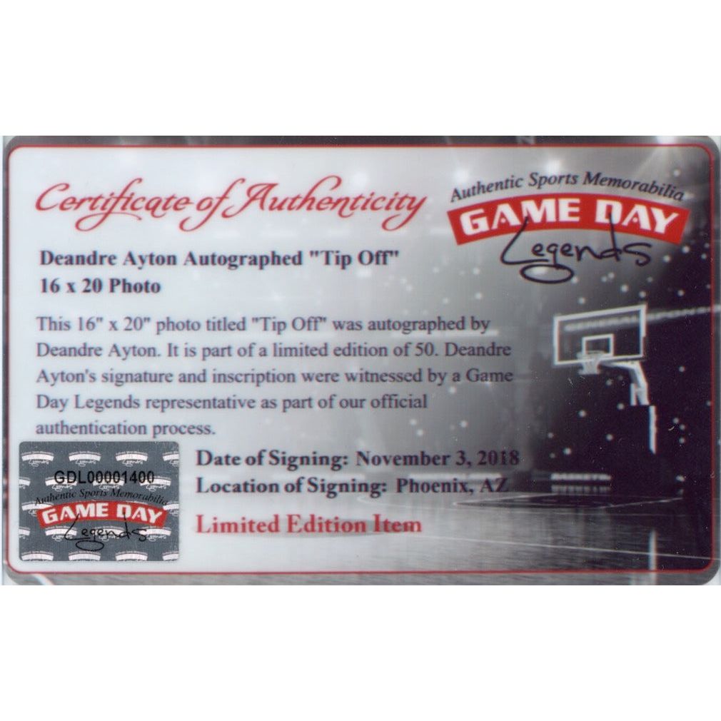 DEANDRE AYTON Autographed Phoenix Suns “Tip Off" 16" x 20" Photograph - Limited Edition of 50 - GAME DAY LEGENDS & STEINER