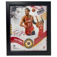 TRAE YOUNG Atlanta Hawks Framed 15" x 17" Game Used Basketball Collage LE 1/50