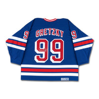 WAYNE GRETZKY Autographed Vintage Throwback Blue CCM New York Rangers Jersey UDA
