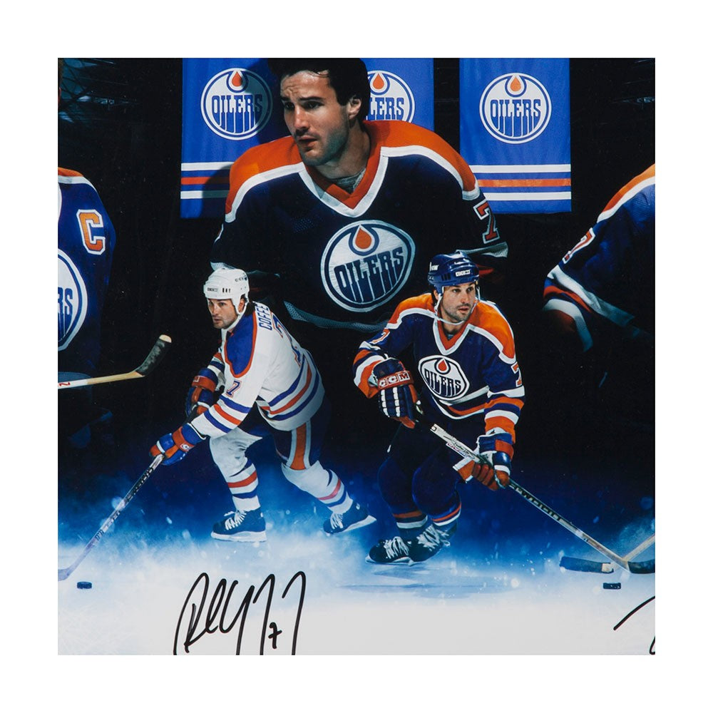 WAYNE GRETZKY, PAUL COFFEY and JARI KURRI Autographed "Oilers"® Greats” 36 x 18 Photo UDA